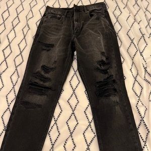 black american eagle ripped mom jeans